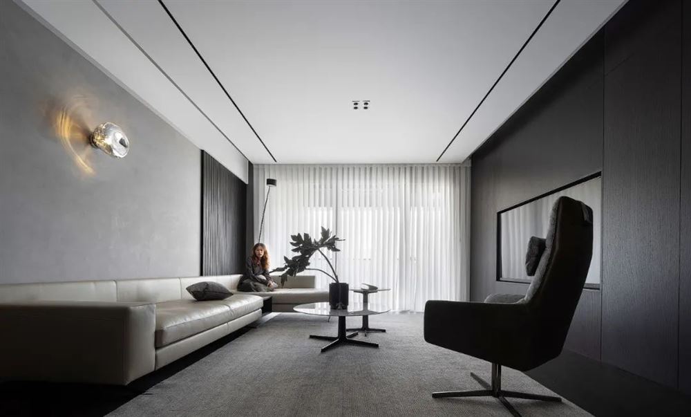 茂名装修公司现代高级灰风格室内装修效果图-茂名天悦湾花园166平米